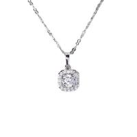 ราคา ValueJewelry สร้อยคอพร้อมจี้ คริสตัลเพชรกลม ล้อมเพชรเล็กทรงเหลี่ยม ขนาดกลาง (587701-581254010)