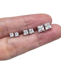 ราคา Value Jewelry ต่างหูแป้น ชุดเม็ดเดี่ยว คริสตัลเหลี่ยม สีเงิน ขนาด 3 4 และ5มิล (376862-688024010)