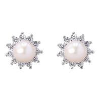 ราคา ValueJewelry ต่างหู แบบแป้น ไข่มุกล้อมเพชร ประดับคริสตัลแท้ ขนาดเล็ก เหมาะใส่ติดหู ER0563 (348767-633037010)