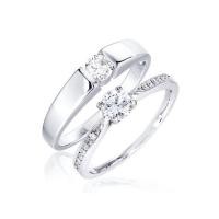 ราคา Beauty Jewely แหวนคู่รัก เงินแท้ 925 ประดับเพชร CZ 2 วง รุ่น SS2209-RR เคลือบทองคำขาว (339284-703948010)