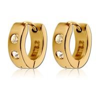 ราคา Salamander Jewelry ต่างหูสแตนเลสแบบห่วง ประดับพลอย ตัวเรือนชุบทอง (576143-559688010)