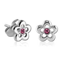 ราคา Salamander Jewelry ต่างหูสแตนเลสรูปดอกไม้ ประดับพลอยสีชมพู (576129-559672010)