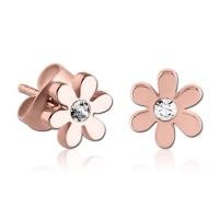 ราคา Salamander Jewelry ต่างหูสแตนเลสรูปดอกไม้ ประดับพลอยสีขาว ชุบสีโรสโกลด์ (576127-559670010)