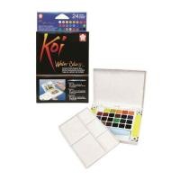 ราคา SAKURA สีน้ำชนิดตลับ+พู่กัน KOI Water Colors 24 สี (555516-523955010)