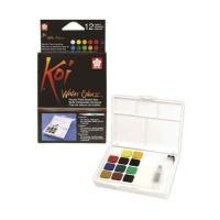 ราคา SAKURA สีน้ำชนิดตลับ+พู่กัน KOI Water Colors 12 สี (555514-523953010)