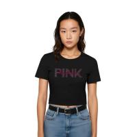 ราคา GQ EASY เสื้อยืดทรงครอป ลาย Pink สีดำ (347328-723991010)