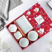 ราคา ชุดจานชามญี่ปุ่นเซรามิก พร้อมตะเกียบ 6 ชิ้น/ชุด ในกล่องของขวัญ (357568-729646010)