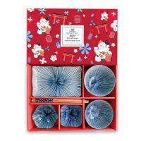 ราคา ชุดจานชามญี่ปุ่นเซรามิก พร้อมตะเกียบ 6 ชิ้น/ชุด ในกล่องของขวัญ (357568-729645010)