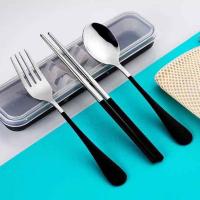 ราคา RRS ช้อน-ส้อม ตะเกียบสแตนเลส พร้อมกล่องพกพา สีดำ (569774-547531010)