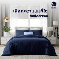 ราคา CHARM ชุดเครื่องนอน ผ้าซาติน ลายริ้ว สีกรม ครบเซต (328946-739122010)