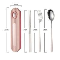 ราคา RRS ช้อน-ส้อมและตะเกียบในกล่องพกพา รุ่น 205 สีชมพู (342505-746108010)