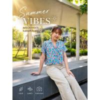 ราคา Fashion เสื้อ Crop Top ลายดอก สีฟ้าอ่อน สวมใส่สบาย ไม่ร้อน (364976-660550010)