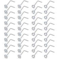 ราคา TEMU ชุด 40 ชิ้น แหวนจมูก 20G สำหรับผู้หญิง สแตนเลสสตีลผ่าตัดรูปตัว L 316L ต่างหูเจาะจมูกแบบสกรู ขนาด 2 มม (17592234109404)