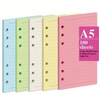 ราคา TEMU กระดาษเติมสีสัน A6/A5 จำนวน 100 แผ่น (200 หน้า) [5 สี] หนา สามารถเติมได้ สำหรับสมุดบันทึก 6 ห่วง (17592249797900)
