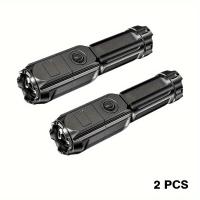 ราคา TEMU 2 ชิ้น ไฟฉาย LED สว่าง, ชาร์จ USB, ซูม, ไฟแบบพกพา สำหรับ เดินป่า, ตั้งแคมป์, บาร์บีคิว, ไฟฉุกเฉิน, ในครัวเรือน, การบำรุงรักษา (17592292708957)