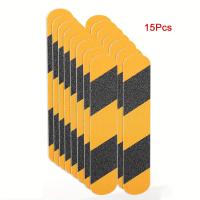 ราคา TEMU 15ชิ้น สายกันลื่น แถบกันลื่น แถบตัดล่วงหน้า แถบกันลื่นเพื่อความปลอดภัย สำหรับบันได บันไดขั้น และบันได (2" x 13", สีดำ/เหลือง) (17592335273335)