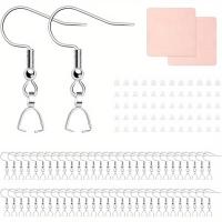 ราคา TEMU ชุดทำต่างหู DIY - 100 ชิ้น ตะขอสแตนเลสสตีลที่ไม่ก่อให้เกิดอาการแพ้พร้อมตัวล็อคพวงกุญแจ, ด้านหลังซิลิโคนใส & ผ้าขัดเงา - สีเงิน (17592391079478)