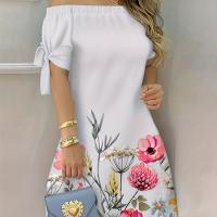 ราคา TEMU เดรสลายดอกไม้แบบเปิดไหล่ เดรสแขนสั้นแบบยางยืด สำหรับฤดูใบไม้ผลิและฤดูร้อน เสื้อผ้าผู้หญิง (17592422675770)