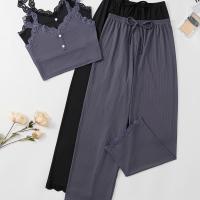 ราคา TEMU ชุดนอนผ้าริบสตรีพร้อมเสื้อคามิโซลเซ็กซี่และกางเกงหลากสีสัน สวมใส่สบาย (17592293809412)