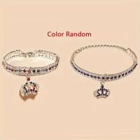 ราคา TEMU สร้อยคอพร้อมจี้มงกุฎรูปหินเพชรสำหรับสัตว์เลี้ยง - อุปกรณ์เสริมอัญมณีหลากสีสันสำหรับแมวและหมา, เลือกสีสุ่ม (17592192763944)