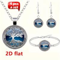 ราคา TEMU ชุดเครื่องประดับแฟชั่น 2D แบน ต้นไม้แห่งชีวิตเซลติก แก้วอัลลอยด์ คาบอโชน สร้อยคอ ต่างหู และกำไล (4 ชิ้น) ของขวัญสร้างสรรค์สำหรับผู้หญิง, 2D แบน (17592247623457)