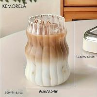 ราคา TEMU แก้วน้ำทรงไม่สม่ำเสมอ 17 ออนซ์ KEMORELA, แก้วน้ำใสแบบคลื่น, แก้วกาแฟเย็น, แก้วน้ำน่ารัก, อุปกรณ์เครื่องดื่มฤดูร้อนและฤดูหนาว, ของใช้ในครัวเรือนและครัว 500 มล. (17592267955706)