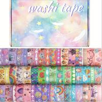 ราคา TEMU ชุดเทปวาชิ 50 ม้วน, เทปวาชิน่ารักสีเงินสำหรับสแครปบุ๊ค, แพลนเนอร์, , เทปตกแต่งรุ้ง (17592321607707)