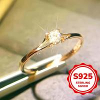 ราคา TEMU แหวนเงินแท้ 925 Cubic Zirconia สีขาว สไตล์หรูหรา เหมาะสำหรับผู้หญิง (17592329604823)