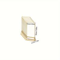 ราคา TEMU 6 ชิ้น, ที่วางป้ายทองเหลืองอะคริลิค, มีขนาด 3 ขนาด, รูปภาพโปร่งใสพร้อมขอบทองและที่วางแนวตั้ง, ที่วางเมนูโต๊ะสองด้านสำหรับแสดงชื่อร้านอาหาร, ตัวเลขโต๊ะแต่งงาน (17592341018171)