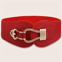 ราคา TEMU 1 ชิ้น เข็มขัดเอวยืดสีแดงสำหรับผู้หญิงพร้อมหัวเข็มขัดสีทอง - อุปกรณ์เสริมสไตล์วินเทจสำหรับชุดเดรส, เสื้อโค้ท และแจ็คเก็ต - ผิวเรียบเนียน, ปรับได้เพื่อการสวมใส่ที่สบาย, สายรัดเอว (17592347278553)