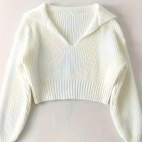 ราคา TEMU เสื้อครอปผู้หญิงคอวีแขนสั้น - เนื้อผ้าลูกไม้อ่อนนุ่มสบาย, เสื้อครอปแขนยาวสำหรับฤดูใบไม้ร่วง/ฤดูหนาว, ดีไซน์แบบสบายๆและหรูหรา, สเวตเตอร์ (17592369196424)