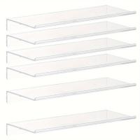 ราคา TEMU 2/4/6ชิ้น ชั้นวางของแอคริลิคโปร่งใสขนาด 15 นิ้ว ชั้นวางแสดงผลบนโต๊ะ, ชั้นเก็บของแขวนผนังหนาสำหรับห้องครัว/ห้องน้ำ/สำนักงาน, ชั้นหนังสือและชั้นเครื่องเทศสำหรับเด็กที่มองไม่เห็น (17592396746174)