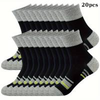 ราคา TEMU ถุงเท้าผู้ชายข้อกลาง 20 คู่, ถุงเท้ายาวระบายอากาศได้ดี, สีพื้น, อเนกประสงค์, สไตล์สปอร์ต, มีคำตัวอักษร, ถุงเท้าลำลองผู้ชาย (17592401303224)