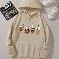 ราคา TEMU เสื้อฮู้ดดีไซน์พิมพ์ลายกาแฟ สไตล์คาชูออกกำลังกาย สำหรับผู้หญิง (17592408494184)