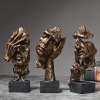 ราคา TEMU ความเงียบเป็นทองคำ" ประติมากรรมหน้าแบบนามธรรม - ชุดศิลปะเรซิน 3 ชิ้นสำหรับตกแต่งบ้าน, เหมาะสำหรับวันขอบคุณพระเจ้า & การแสดงบนโต๊ะสมัยใหม่, HLQUSEQA (17592351557751)