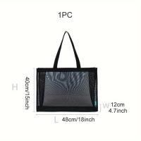 ราคา TEMU กระเป๋าโท้ทไนลอนสีดำขนาดใหญ่พร้อมช่องตาข่าย - ทนทาน ซักเครื่องได้ เหมาะสำหรับใส่ของใช้ ชุดว่ายน้ำ ของใช้ส่วนตัว และอื่นๆ กระเป๋าชายหาด (17592398995151)