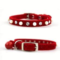 ราคา TEMU ปลอกคอสัตว์เลี้ยงลายจุดสีแดงปรับได้พร้อมไข่มุกเทียม & ไรน์สโตน - จี้กระดิ่งน่ารักสำหรับแมว & สุนัขขนาดเล็ก, อุปกรณ์เสริมทนทาน (17592273127411)