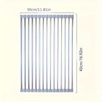 ราคา TEMU 1 ชิ้น ชั้นวางน้ำทิ้งสแตนเลสพับได้สำหรับอ่างล้างจานในครัว - ปลอดภัยสำหรับอาหาร, ประหยัดพื้นที่, กรองน้ำและชั้นวางจานพร้อมลูกบิด, เหมาะสำหรับล้างผลไม้และผัก, ชั้นวางจานเหนืออ่างล้างจาน (1759228229