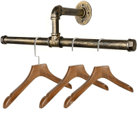 ราคา TEMU ราวแขวนเสื้อผ้าแบบติดผนังสไตล์อุตสาหกรรมสีบรอนซ์วินเทจ - โลหะเคลือบผงพร้อมตะขอหลายชิ้นสำหรับการแสดงเสื้อผ้าและอุปกรณ์เสริม, เหมาะสำหรับบ้านและพื้นที่ค้าปลีก, ราวแขวนเสื้อผ้า (17592280332403)