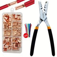 ราคา TEMU ชุดข้อต่อท่อทองแดง ชิ้น ข้อต่อสายไฟท่อทองแดงขนาดเล็ก ขั้วต่อสายเคเบิล ปลอกสายเคเบิล พร้อมคีมย้ำ (17592221288558)