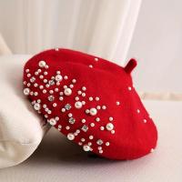 ราคา TEMU หมวกเบเร่ต์ผู้หญิง 1 ชิ้น ประดับไรน์สโตน - ปิดด้วยเชือกยืดหยุ่น, ออกแบบอบอุ่นน้ำหนักเบาสำหรับโอกาสทั่วไปและทางการ (สีดำ/แดงเข้ม), หมวกแฟชั่นสไตล์, ปิดด้วยยางยืด (17592250670254)