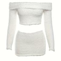 ราคา TEMU ชุดกระโปรงสองชิ้นแบบลำลอง สีพื้น เสื้อแขนยาวแบบเปิดไหล่และกระโปรงมินิ ชุดผู้หญิง (17592288676618)