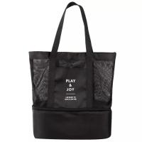 ราคา TEMU กระเป๋าโท้ทชายหาดสองชั้นความจุใหญ่พร้อมตาข่ายกันความร้อน กระเป๋าถือผู้หญิงมีซิป กระเป๋าเก็บของสำหรับฤดูร้อนทางทะเล (17592302227520)