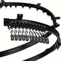 ราคา TEMU ชุดลูกบาศก์สีดำ 3 เมตร 1 ชุด, รางผ้าม่านบ้านที่โค้งงอได้, ราง 3 เมตร, 24 ล้อ, 30 รหัสการติดตั้ง, 9 ปลั๊ก, 2 สกรู, 12 ปลั๊กขยาย (17592312531020)