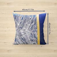 ราคา TEMU ผ้าปูเตียงสไตล์โรงแรมหรู & ปลอกหมอน - ผ้าโพลีเอสเตอร์ 100% ลายคลื่นสีฟ้าและทอง, ซักมือเท่านั้น สำหรับตกแต่งบ้านอย่างสง่า (17592245739170)