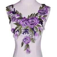 ราคา TEMU 1 ชิ้น ปักลายดอกไม้สีเขียวและม่วงสำหรับปักคอ, ตกแต่งเย็บผ้าละลายน้ำได้สำหรับงาน DIY และอุปกรณ์เสริมเสื้อผ้า, ตกแต่งคอ (17592256917886)