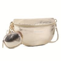 ราคา TEMU LIKEBAG กระเป๋าสะพายข้างผ้าเมทัลลิคสไตล์ชิค - กระเป๋าครอสบอดี้หลากหลายสไตล์สีทอง/ดำ, ปิดซิป PVC พับเก็บได้ ใช้งานประจำวัน, ขนาดเล็ก (17592292735948)