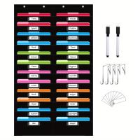 ราคา TEMU แผ่นติดผนังผ้า Oxford ขนาดใหญ่สำหรับแขวนเก็บเอกสาร | มาพร้อมปากกาไวท์บอร์ด 2 ด้าม, การ์ดป้ายเปล่า 24 ชิ้น และตะขอ 4 อัน สำหรับจัดระเบียบห้องเรียนและสำนักงาน, สีดำ (17592226011319)