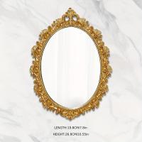 ราคา TEMU กระจกเครื่องแต่งหน้ารูปวงกลมสีทองแบบคลาสสิกที่สลักใบไม้ด้วยเรซิน ติดผนัง มีพื้นผิวกระจก ใช้ไฟฟ้าไม่ได้ (17592432238944)