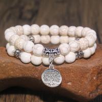 ราคา TEMU กำไลข้อมือห้อยจี้หินธรรมชาติ 2 ชิ้น สไตล์ยุโรปและอเมริกา หิน Howlite แบบใหม่ (17592433032007)